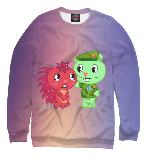 Мужской свитшот с изображением Happy Tree Friends цвета Белый