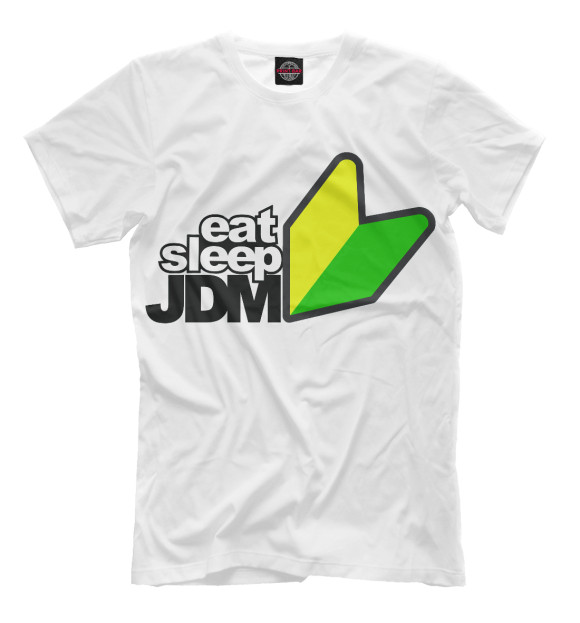 Мужская футболка с изображением EAT SLEEP JDM цвета Молочно-белый