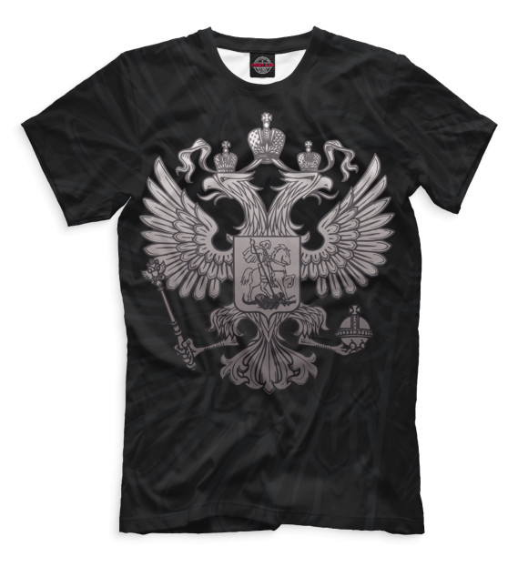 Мужская футболка с изображением Двуглавый орел цвета Черный