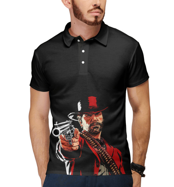 Мужское поло с притом Red Dead Redemption цвета Белый Мужское поло с изображением Red Dead Redemption цвета Белый