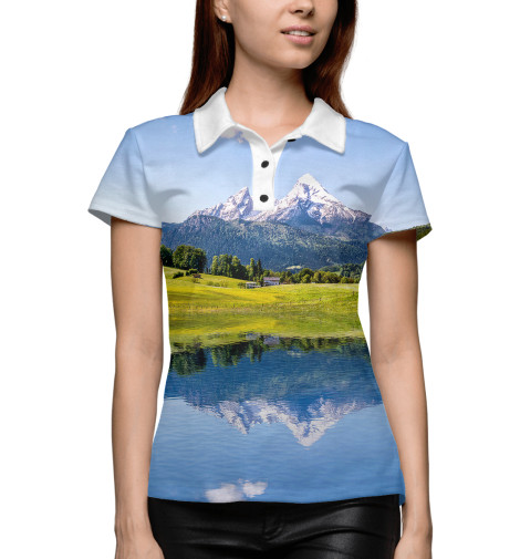 

Поло Print Bar, Белый, Озеро