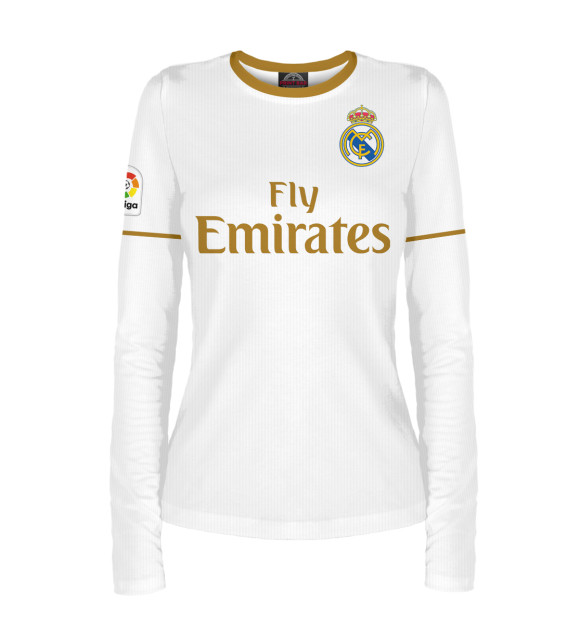 Женский лонгслив с изображением Реал Мадрид Форма Домашняя 19/20 цвета Белый