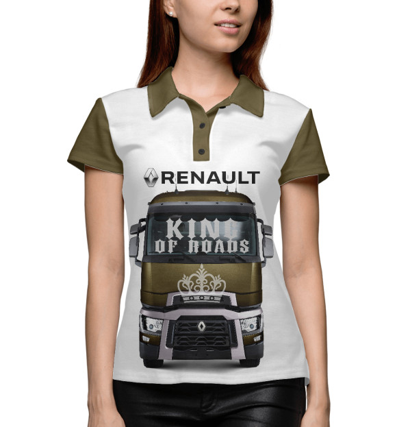 Женское поло с изображением RENAULT - король дорог цвета Белый