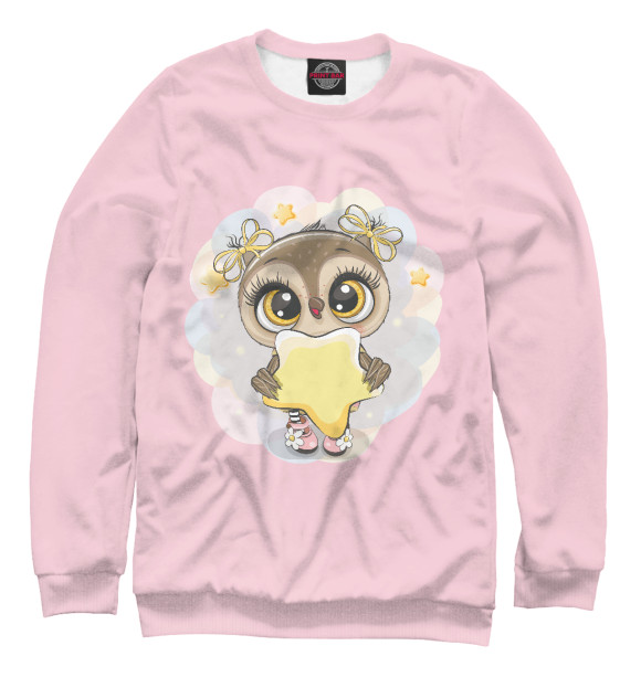 Мужской свитшот с изображением Сова звездочка цвета Белый