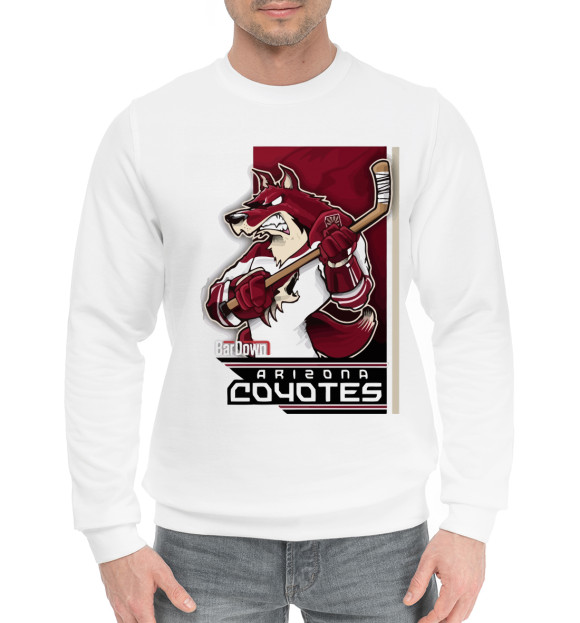 Мужской хлопковый свитшот с изображением Arizona Coyotes цвета Белый