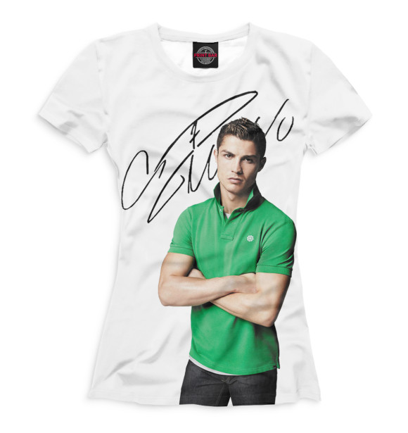 Женская футболка с изображением Криштиану Роналду цвета Белый