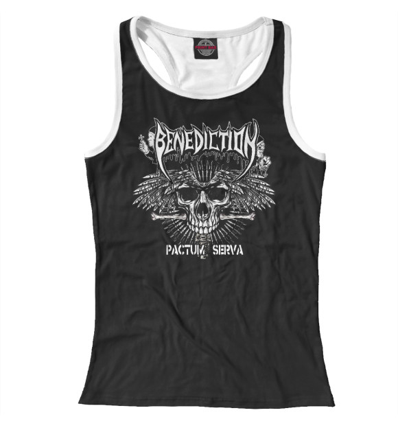 Женская майка-борцовка с изображением Benediction цвета Белый