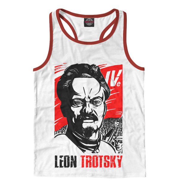 Мужская майка-борцовка с изображением Лев Троцкий цвета Белый