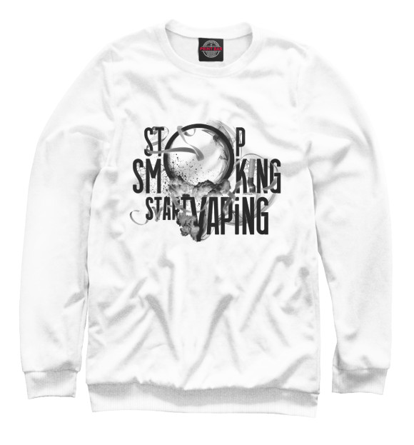 Мужской свитшот с изображением Stop Smoking Start VAping цвета Белый