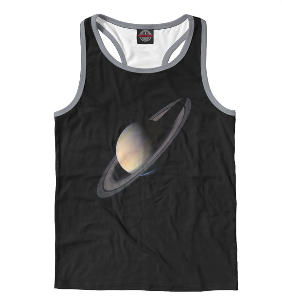 Мужская майка-борцовка с изображением Сатурн цвета Белый