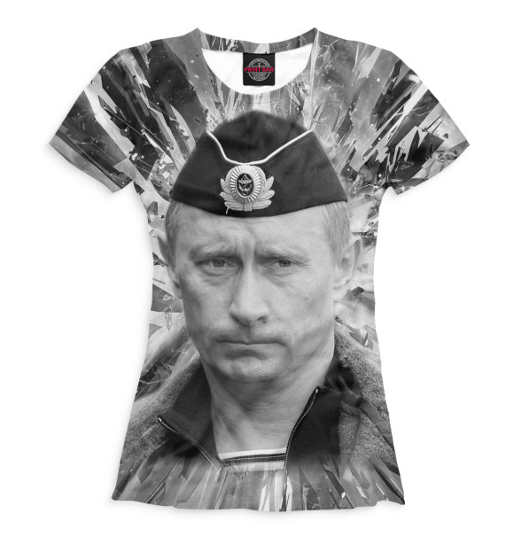 Женская футболка с изображением Путин цвета Белый