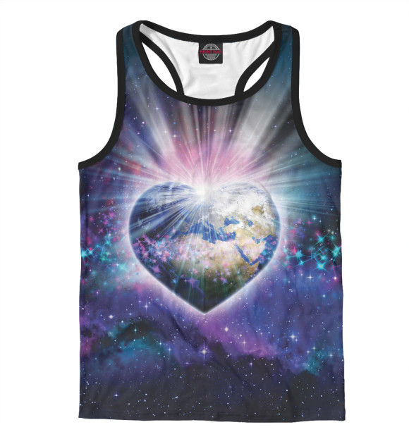 Мужская майка-борцовка с изображением Планета любви цвета Белый