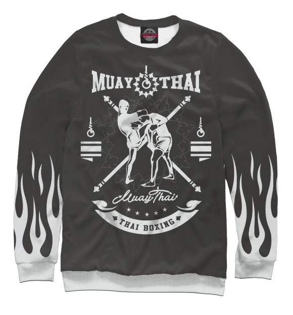 Свитшот для девочек с изображением Muay Thai цвета Белый