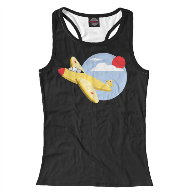 Женская майка-борцовка с изображением Самолет цвета Белый