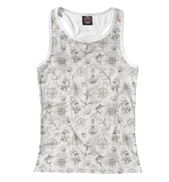 Женская майка-борцовка с изображением Мореход цвета Белый