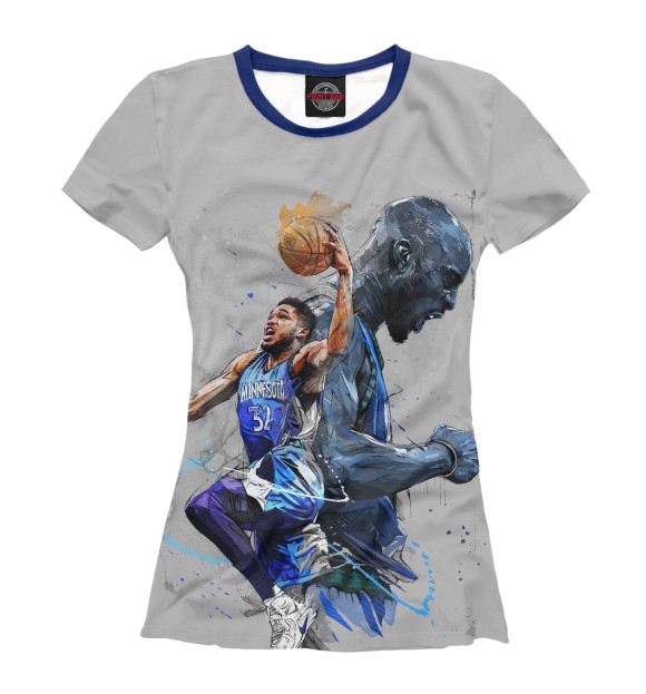 Футболка для девочек с изображением Karl-Anthony Towns цвета Белый