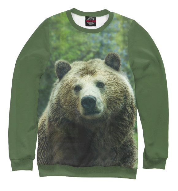 Мужской свитшот с изображением Сибирь. Медведь. цвета Белый