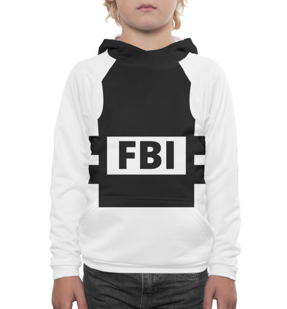 Худи для мальчика с изображением FBI цвета Белый