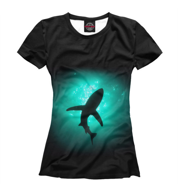 Женская футболка с изображением Shark цвета Белый