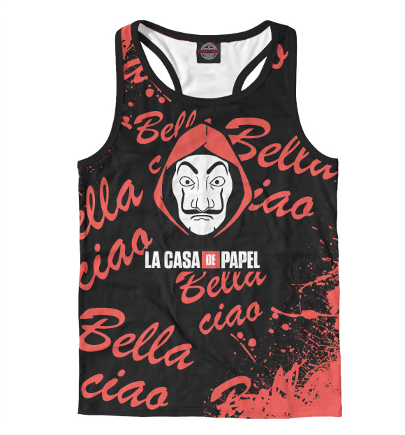 Мужская майка-борцовка с притом Бумажный Дом цвета Белый Мужская майка-борцовка с изображением Бумажный Дом цвета Белый