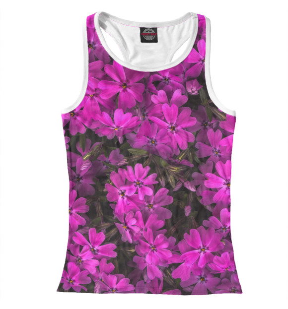 Женская майка-борцовка с изображением Розовые цветочки цвета Белый