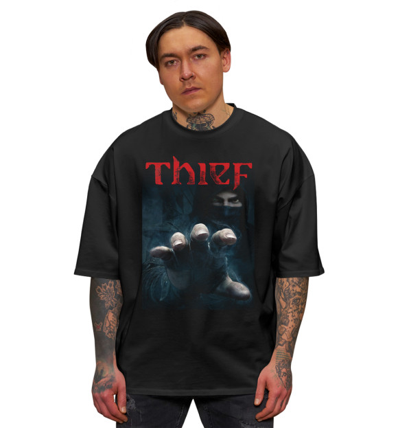 Мужская футболка оверсайз с изображением Thief цвета Черный