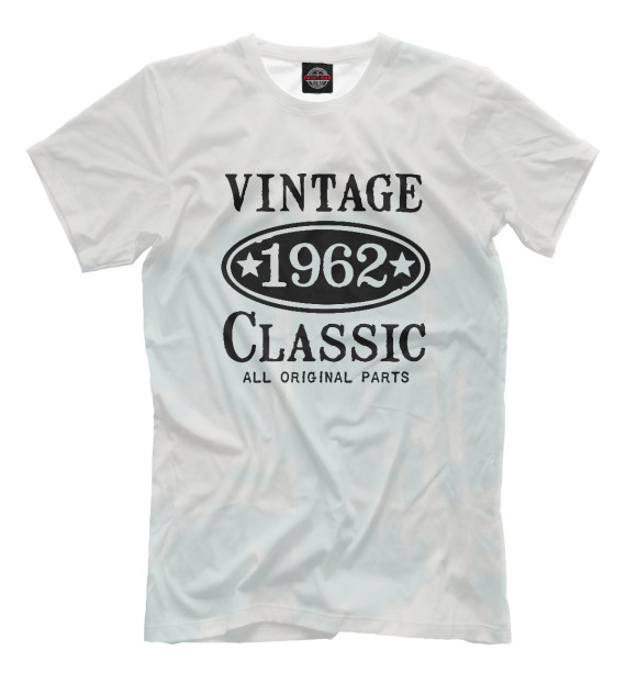 Мужская футболка с изображением Vintage Classic 1962 цвета Белый