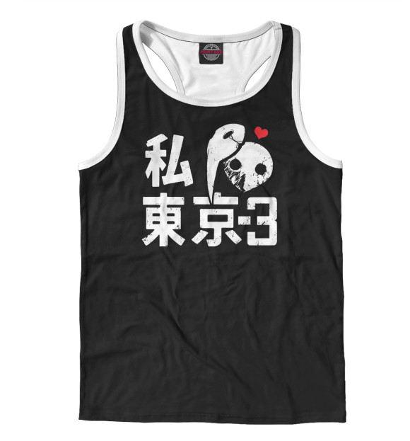 Мужская майка-борцовка с изображением I Love Tokyo-3 цвета Белый