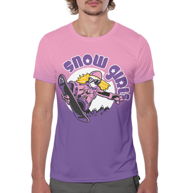 Мужская футболка с изображением Snow Girls цвета Белый