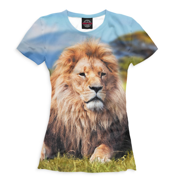 Женская футболка с изображением Лев цвета Белый