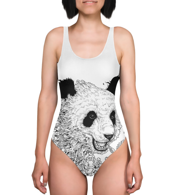Купальник-боди с изображением Король Панда цвета 
