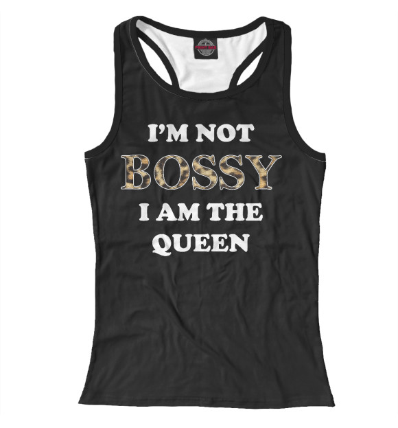 Женская майка-борцовка с изображением I am the Queen цвета Белый