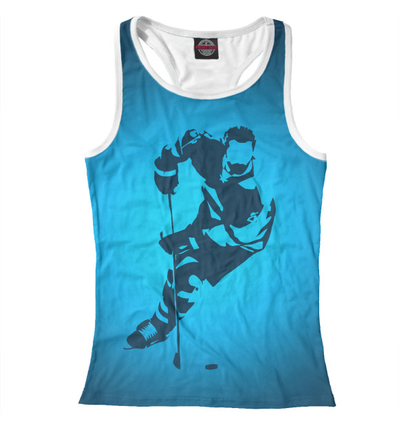 Женская майка-борцовка с изображением Хоккеист цвета Белый