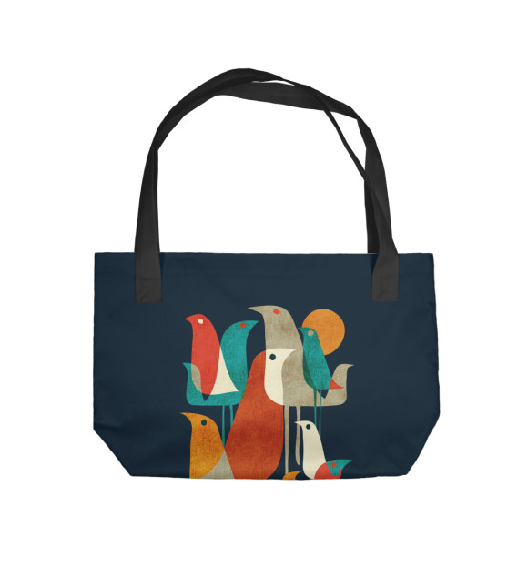 Пляжная сумка с изображением Осенние птицы цвета 