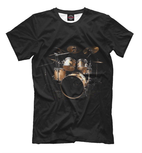 Мужская футболка с изображением Барабаны цвета Черный
