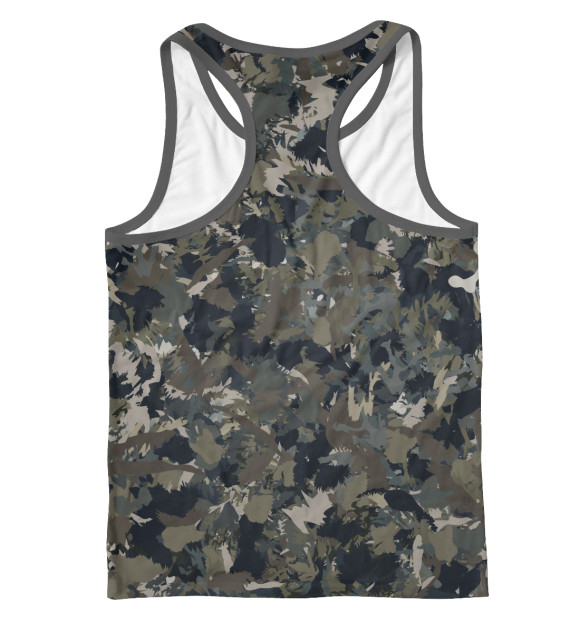 Мужская майка-борцовка с изображением Камуфляж с кабаном цвета Белый