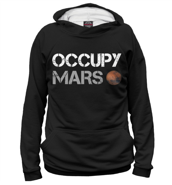 Мужское худи с изображением OCCUPY MARS цвета Белый