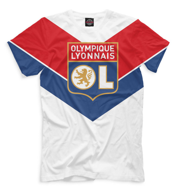 Мужская футболка с изображением Olympique lyonnais цвета Молочно-белый