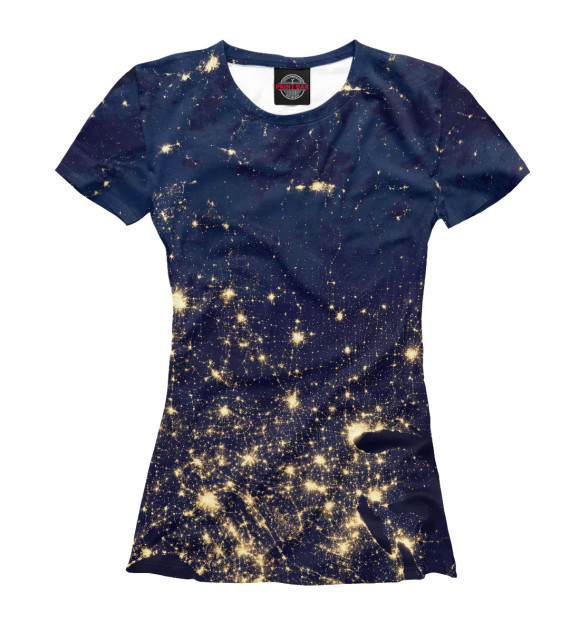 Женская футболка с изображением Вид из космоса цвета Белый