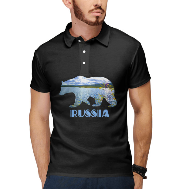 Мужское поло с изображением Моя Россия - Мои просторы цвета Белый