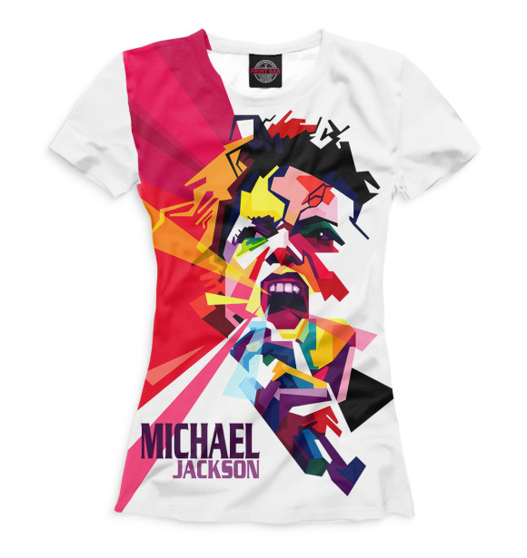 Женская футболка с изображением Michael Jackson цвета Белый
