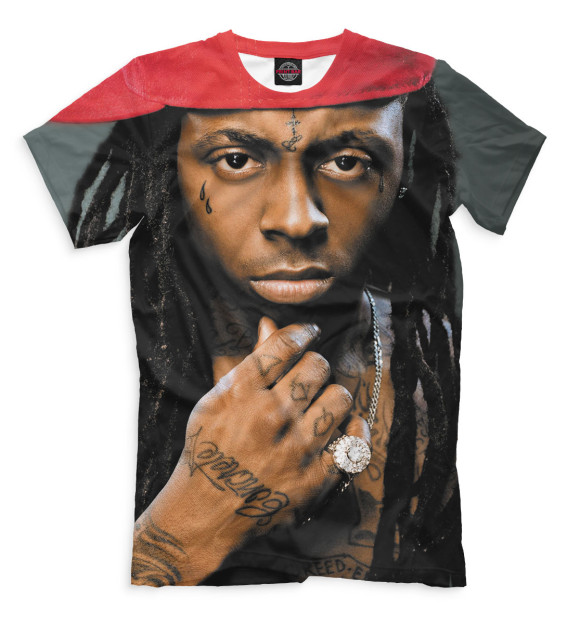 Мужская футболка с изображением Lil Wayne цвета Черный