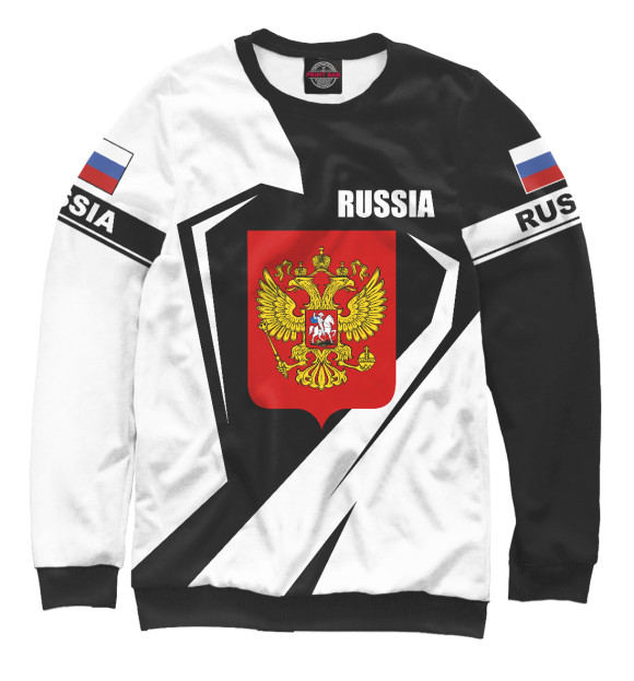 Мужской свитшот с изображением Russia герб цвета Белый
