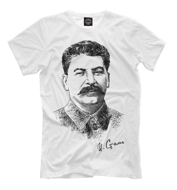 Мужская футболка с изображением Товарищ Сталин цвета Белый