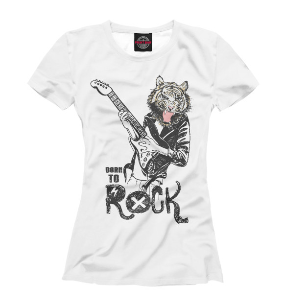Футболка для девочек с изображением Тигр Рок цвета Белый