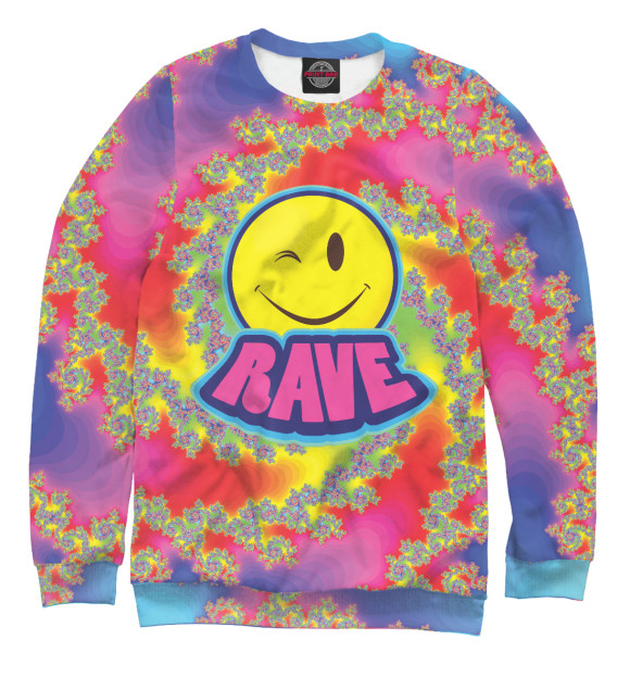 Свитшот для мальчиков с изображением Happy Rave цвета Белый