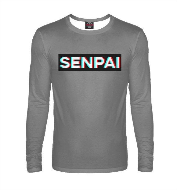 Мужской лонгслив с изображением Senpai glitch цвета Белый