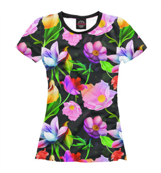 Женская футболка Яркие Цветы