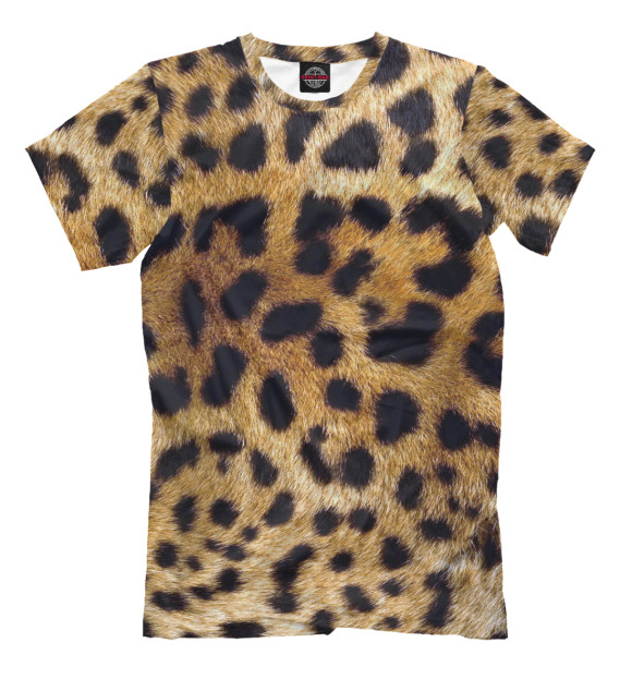 Мужская футболка с изображением Леопард цвета Молочно-белый
