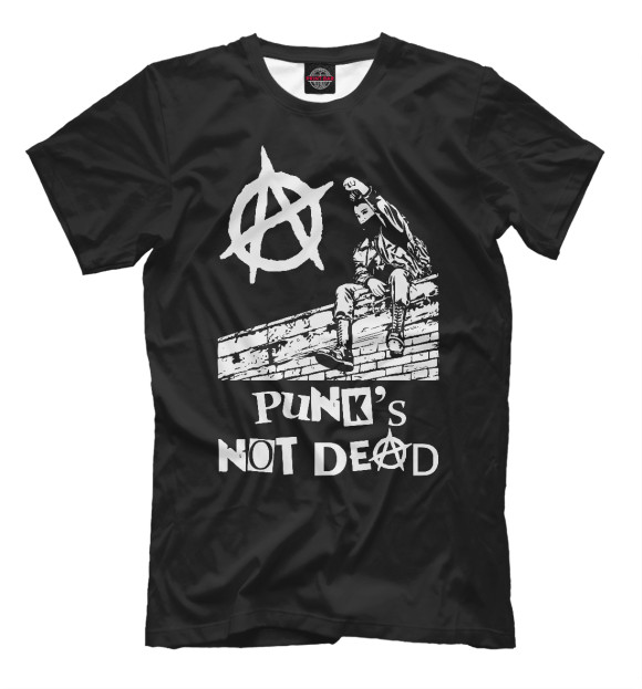 Футболка для мальчиков с изображением Punks Not Dead цвета Черный